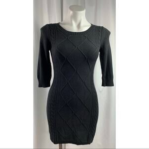 50% OFF Merona Knit Dress Sweater Black Diamond 3/4 Sleeve
